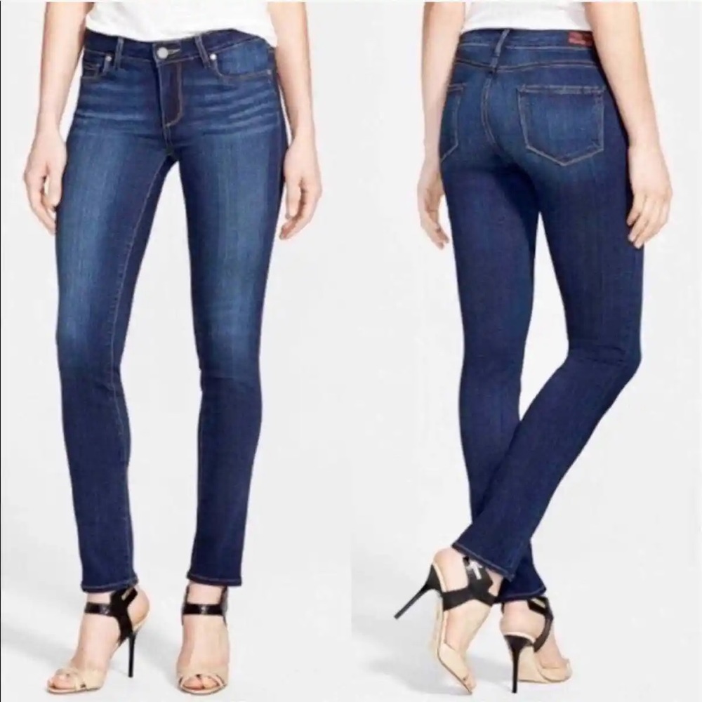 Paige Skyline Jeans Womens 25x27.5 Blue Denim Skinny Dark Wash Mid Rise USA